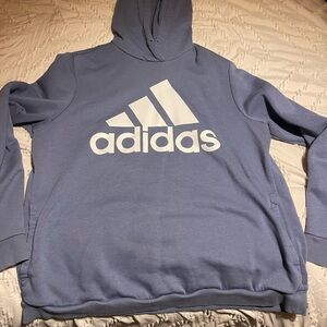 Adidas Women's Blue Hoodie with White Logo